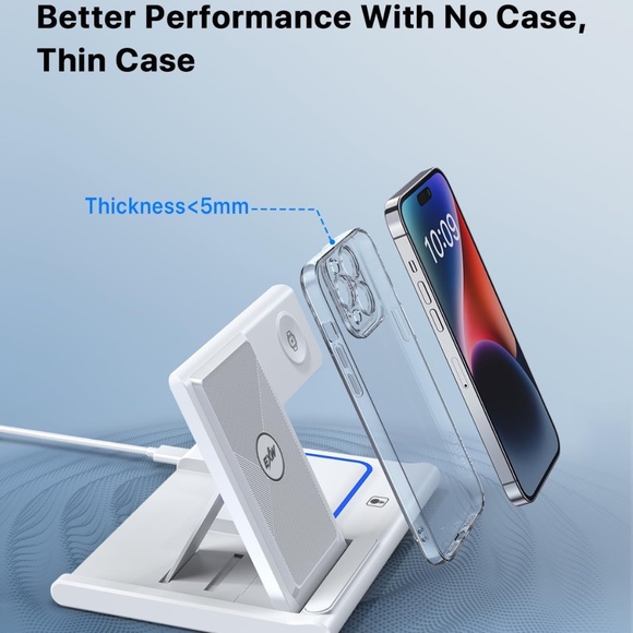 EXW Wireless Fast Charging Station 3 in 1 iPhone, Apple Watch & AirPods - White - Picture 5 of 7
